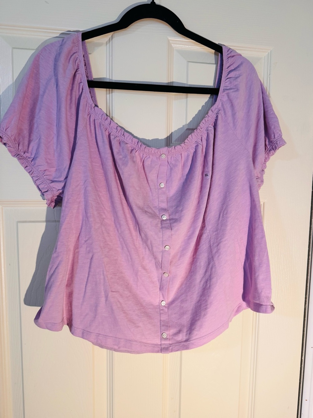 American Eagle Outfitters Lilac Purple Off-Shoulder Button-Front Top XL